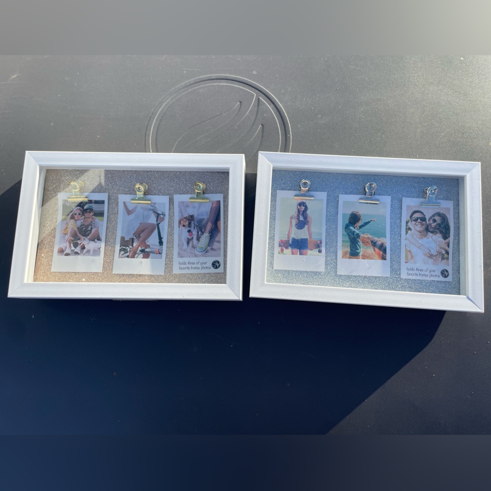 White and Silver Photo Frame Set